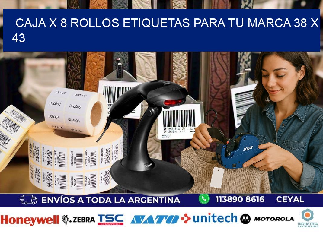 Caja X 8 Rollos Etiquetas para tu marca 38 x 43