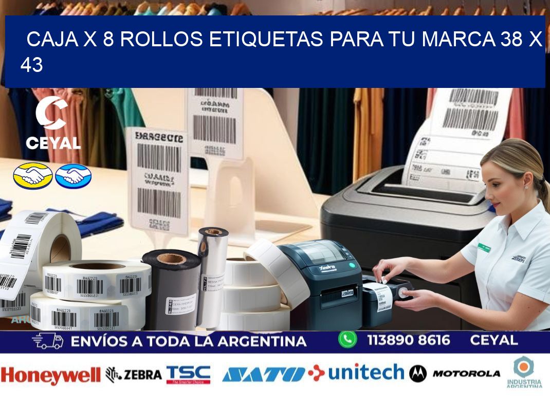 Caja X 8 Rollos Etiquetas para tu marca 38 x 43