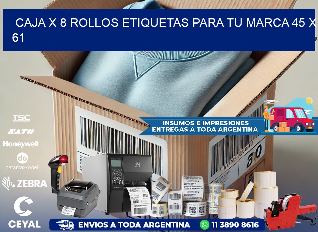 Caja X 8 Rollos Etiquetas para tu marca 45 x 61