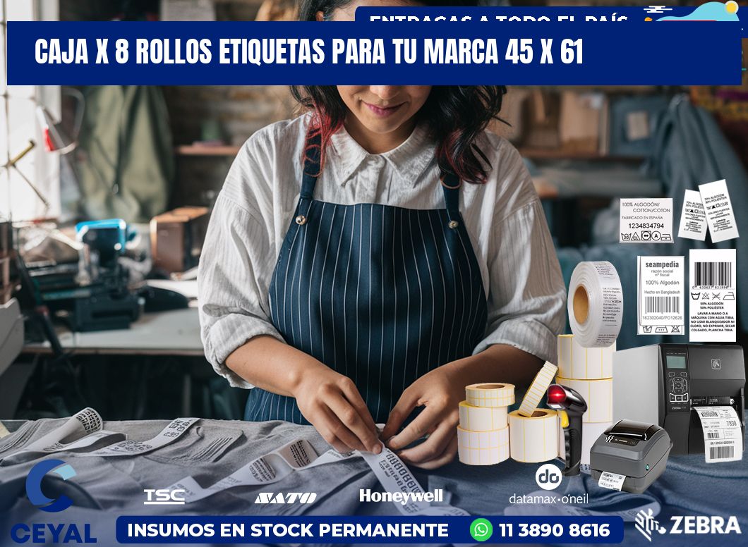 Caja X 8 Rollos Etiquetas para tu marca 45 x 61