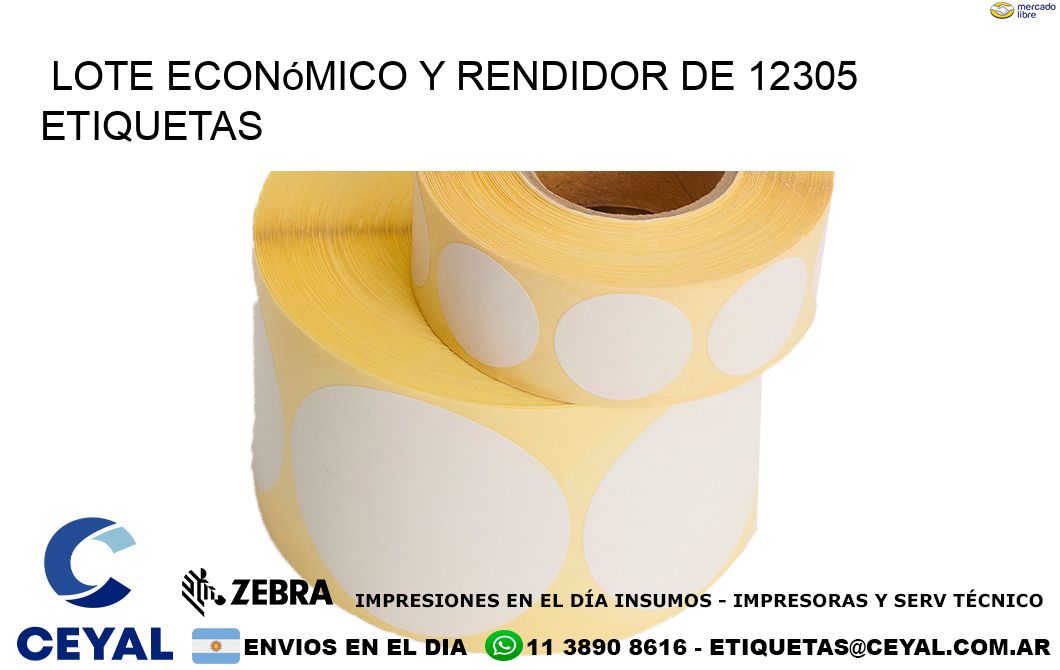 Lote económico y rendidor de 12305 etiquetas