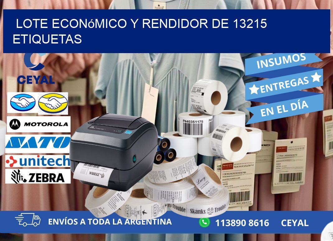 Lote económico y rendidor de 13215 etiquetas