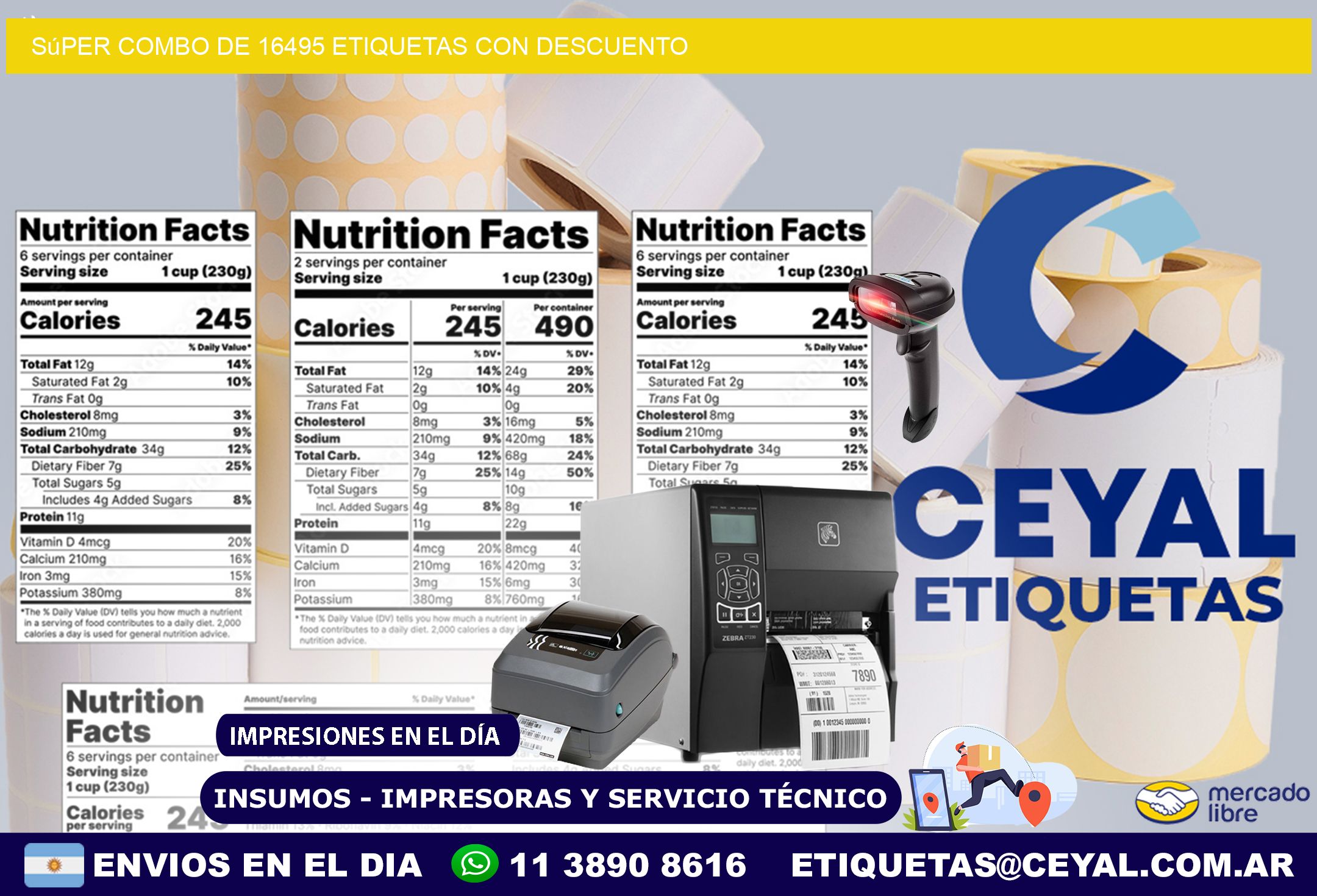Súper combo de 16495 etiquetas con descuento