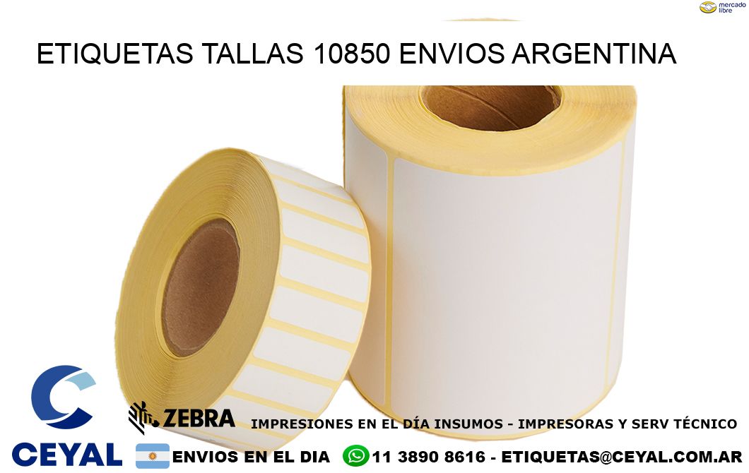 etiquetas tallas 10850 ENVIOS ARGENTINA