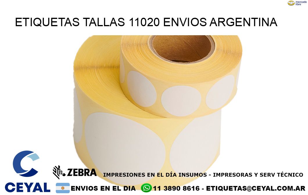 etiquetas tallas 11020 ENVIOS ARGENTINA