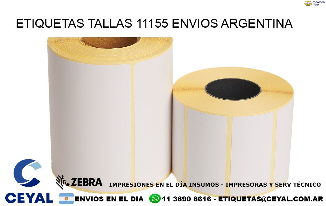 etiquetas tallas 11155 ENVIOS ARGENTINA