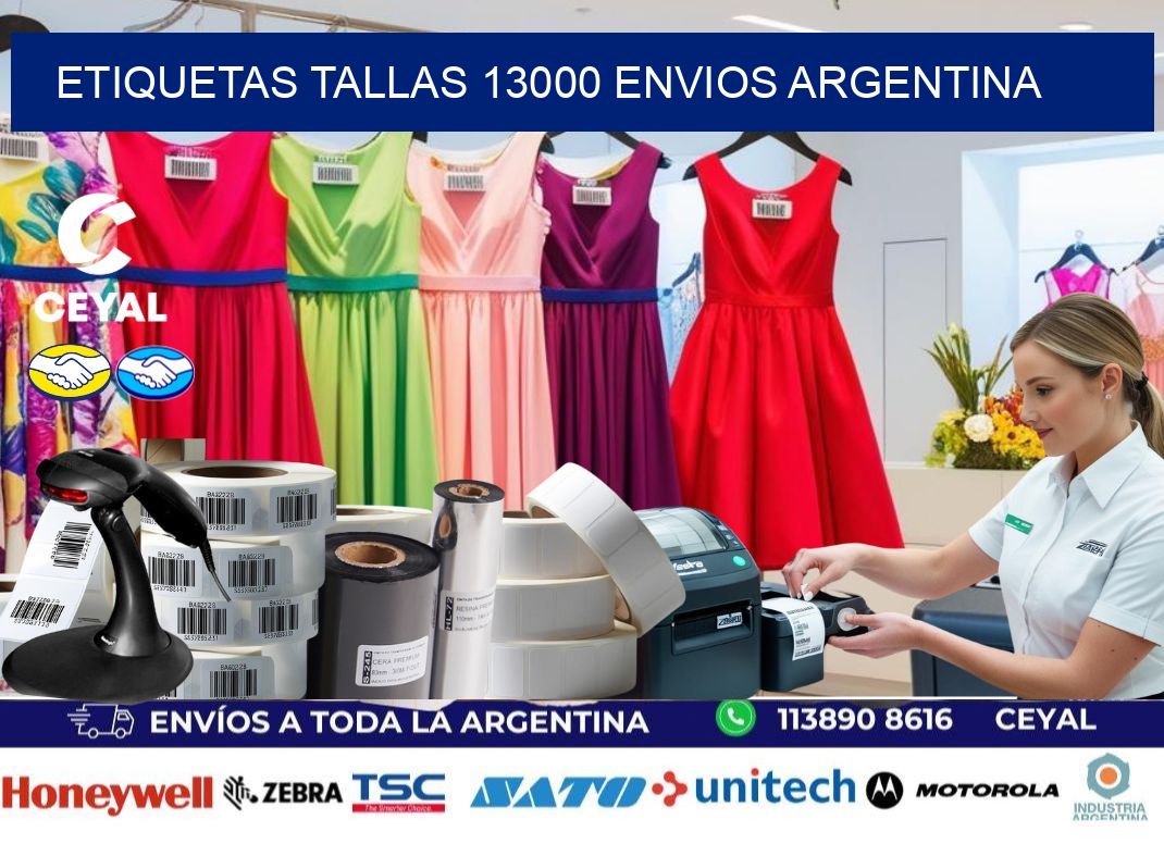 etiquetas tallas 13000 ENVIOS ARGENTINA