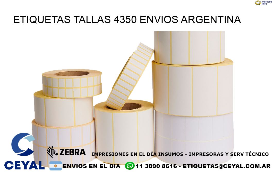 etiquetas tallas 4350 ENVIOS ARGENTINA