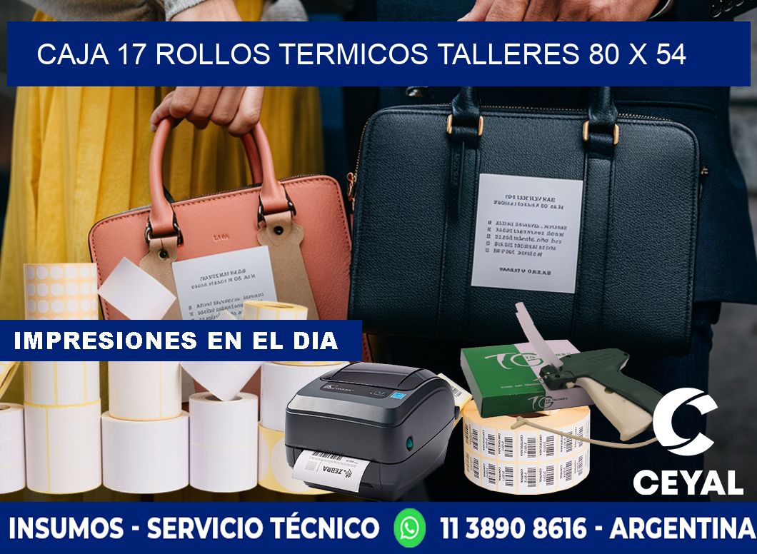 CAJA 17 ROLLOS TERMICOS TALLERES 80 x 54