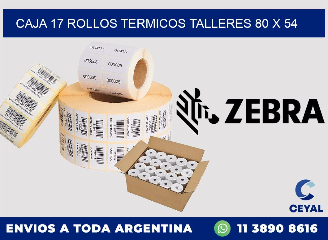 CAJA 17 ROLLOS TERMICOS TALLERES 80 x 54