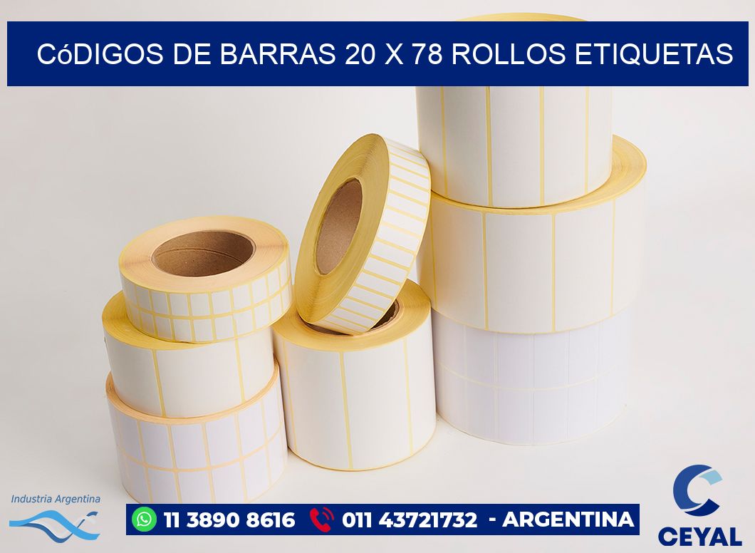 Códigos de Barras 20 x 78 ROLLOS ETIQUETAS