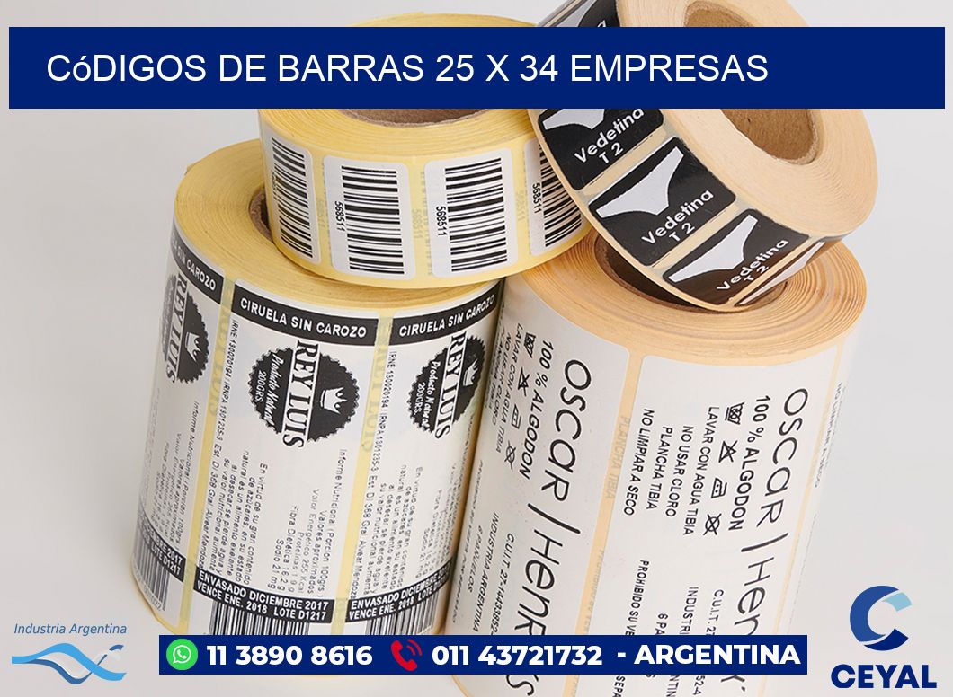 Códigos de Barras 25 x 34 empresas