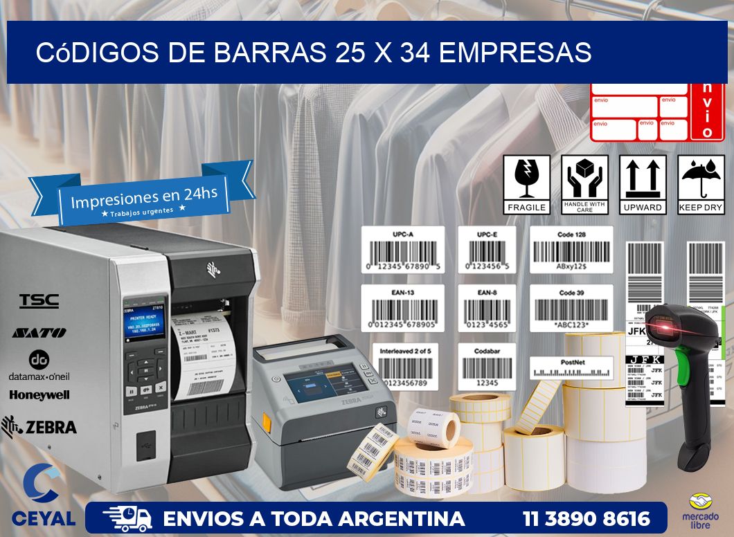 Códigos de Barras 25 x 34 empresas