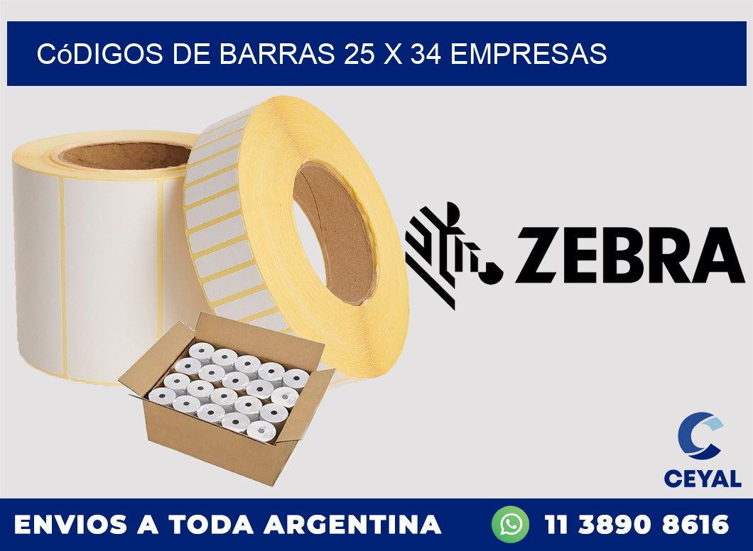 Códigos de Barras 25 x 34 empresas