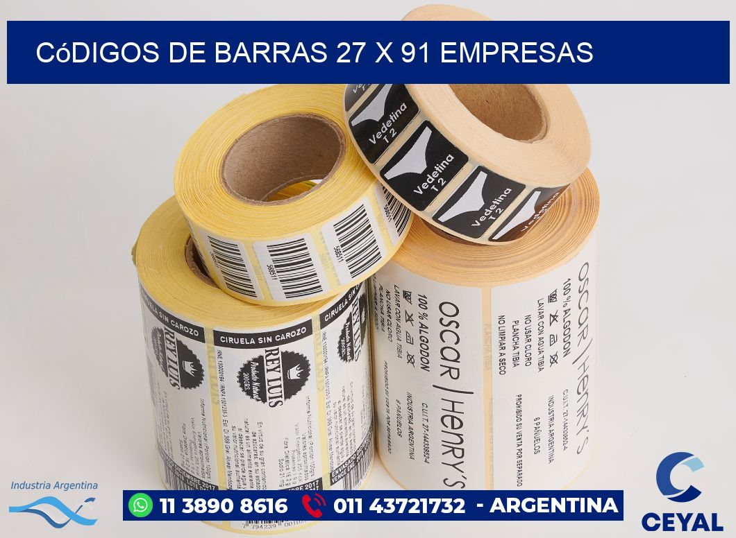 Códigos de Barras 27 x 91 empresas
