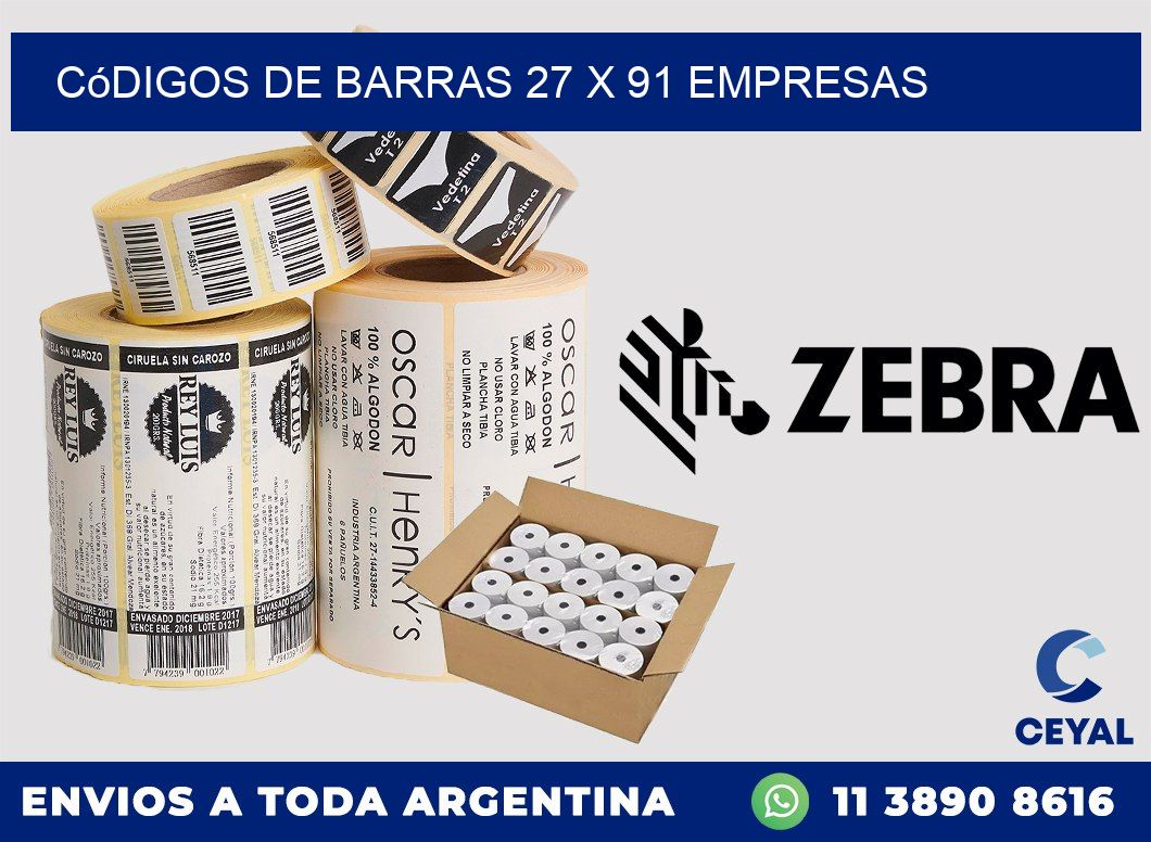 Códigos de Barras 27 x 91 empresas