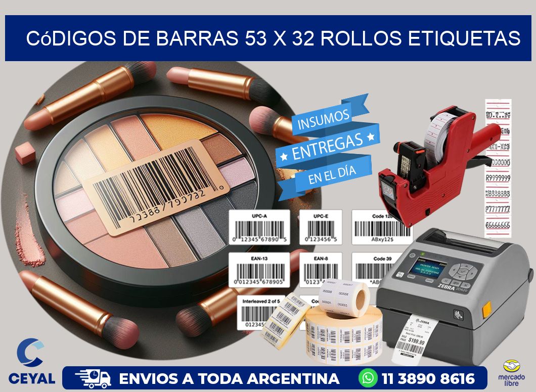Códigos de Barras 53 x 32 ROLLOS ETIQUETAS