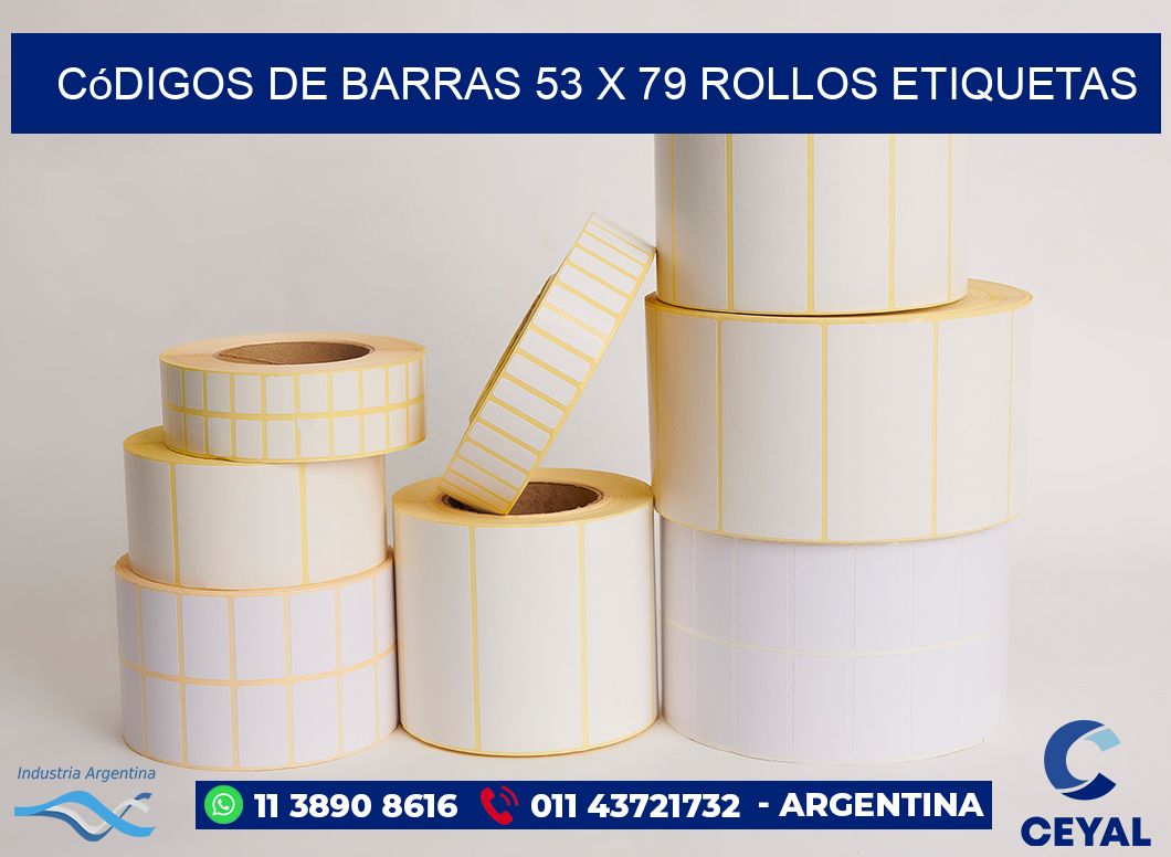 Códigos de Barras 53 x 79 ROLLOS ETIQUETAS