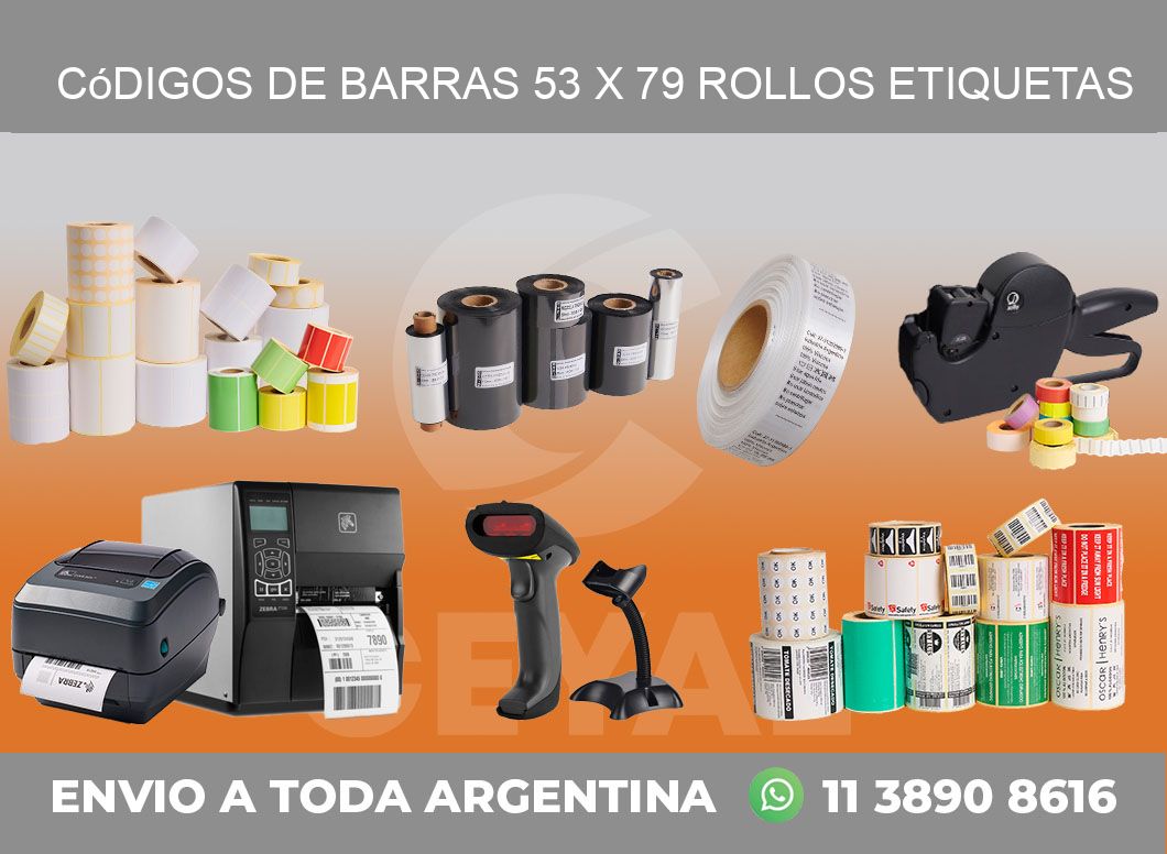 Códigos de Barras 53 x 79 ROLLOS ETIQUETAS