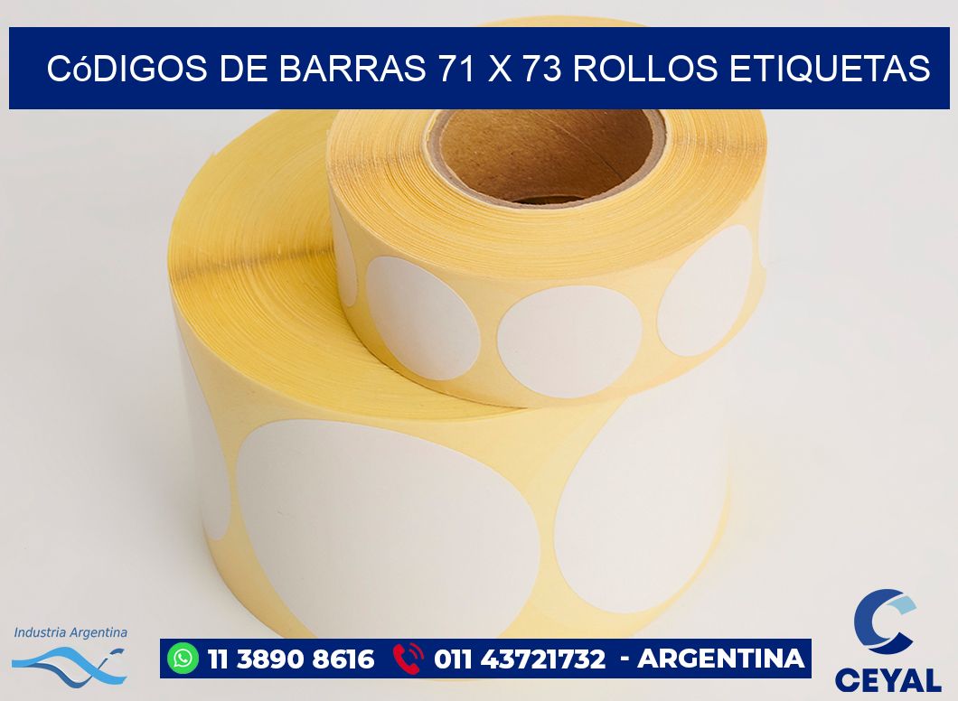Códigos de Barras 71 x 73 ROLLOS ETIQUETAS