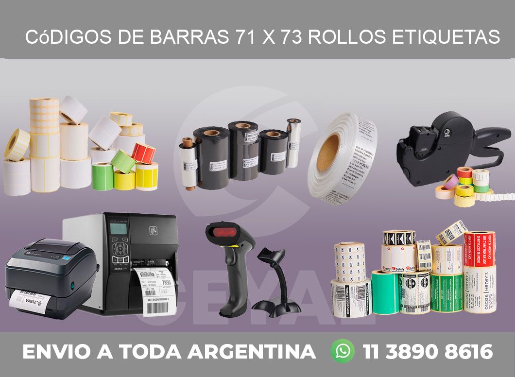 Códigos de Barras 71 x 73 ROLLOS ETIQUETAS