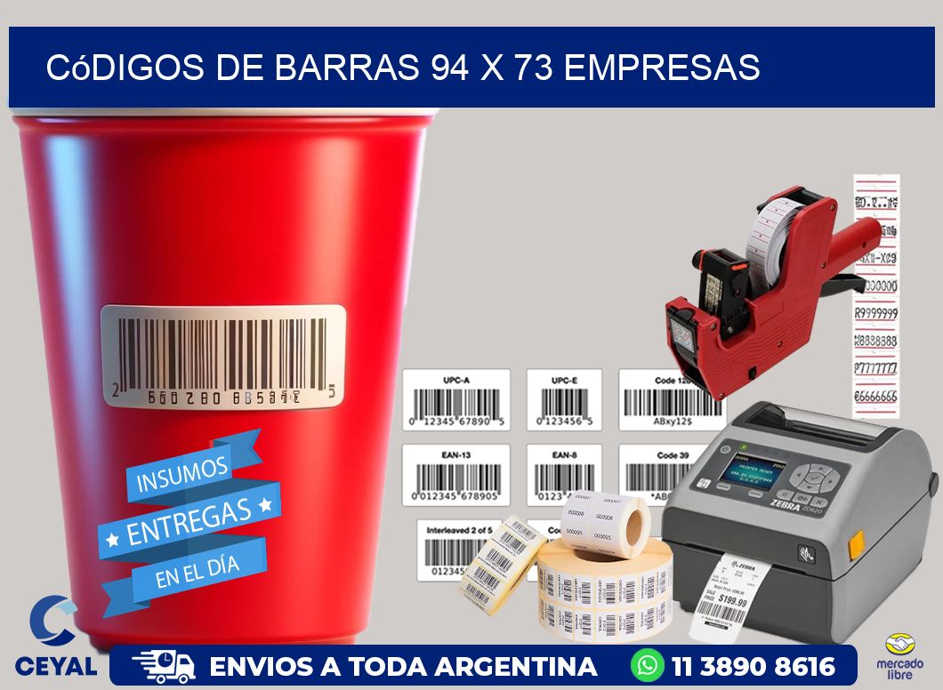 Códigos de Barras 94 x 73 empresas