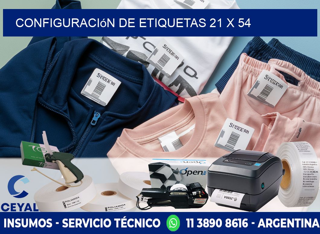 Configuración de etiquetas 21 x 54