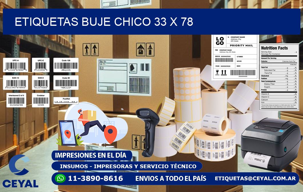 Etiquetas buje chico 33 x 78