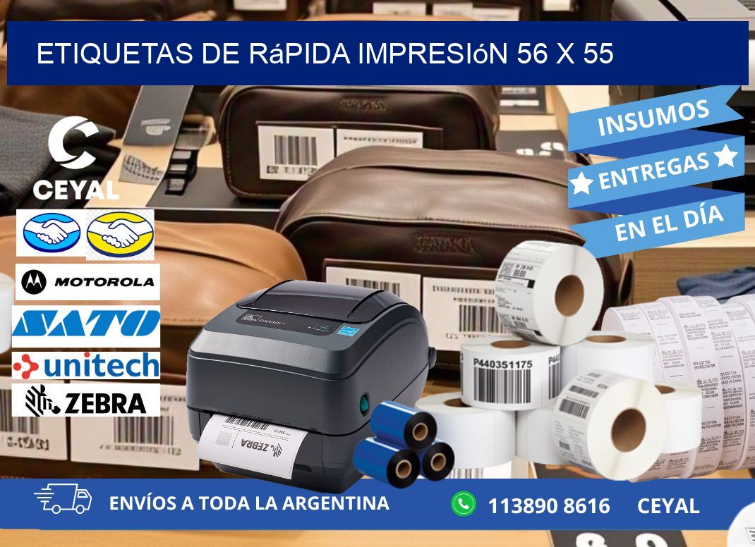 Etiquetas de rápida impresión 56 x 55