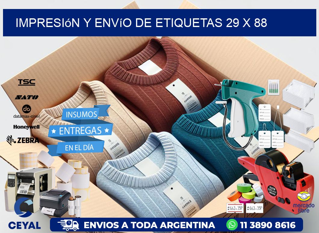Impresión y envío de etiquetas 29 x 88