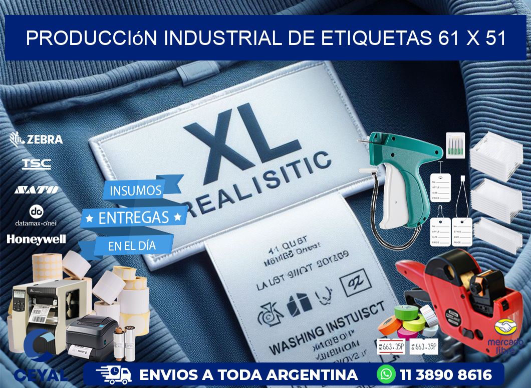 Producción industrial de etiquetas 61 x 51
