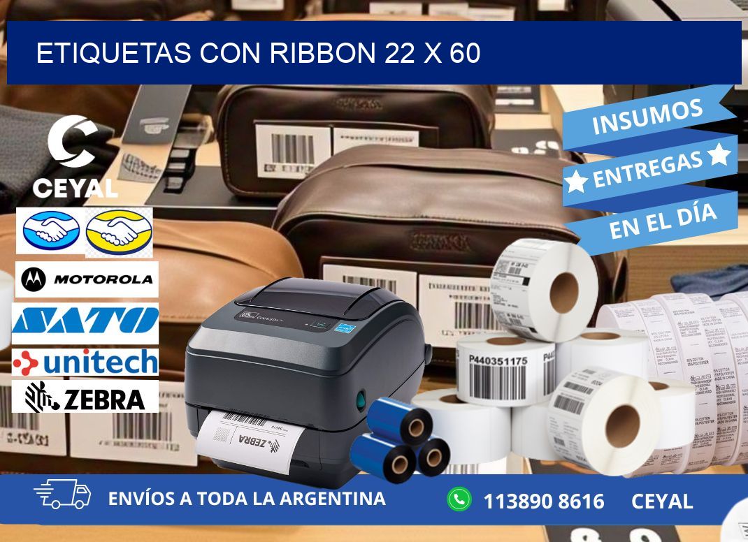 etiquetas con ribbon 22 x 60