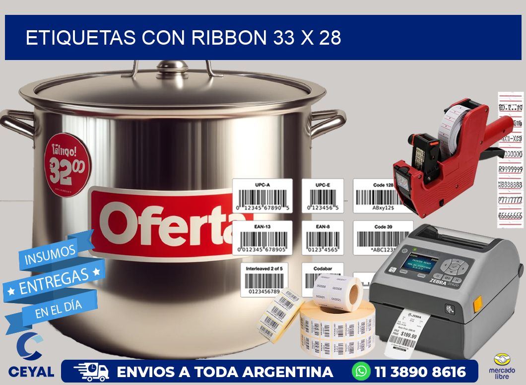 etiquetas con ribbon 33 x 28