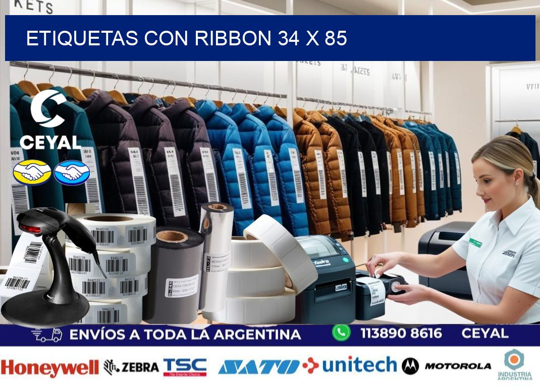 etiquetas con ribbon 34 x 85