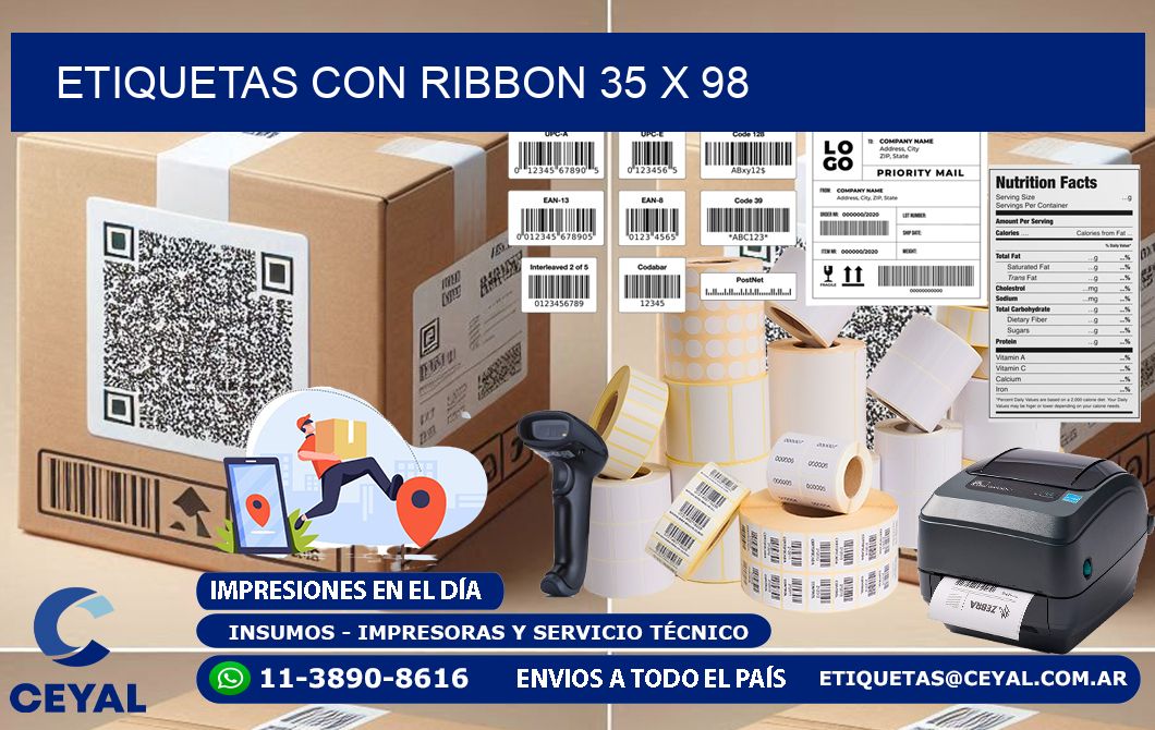 etiquetas con ribbon 35 x 98