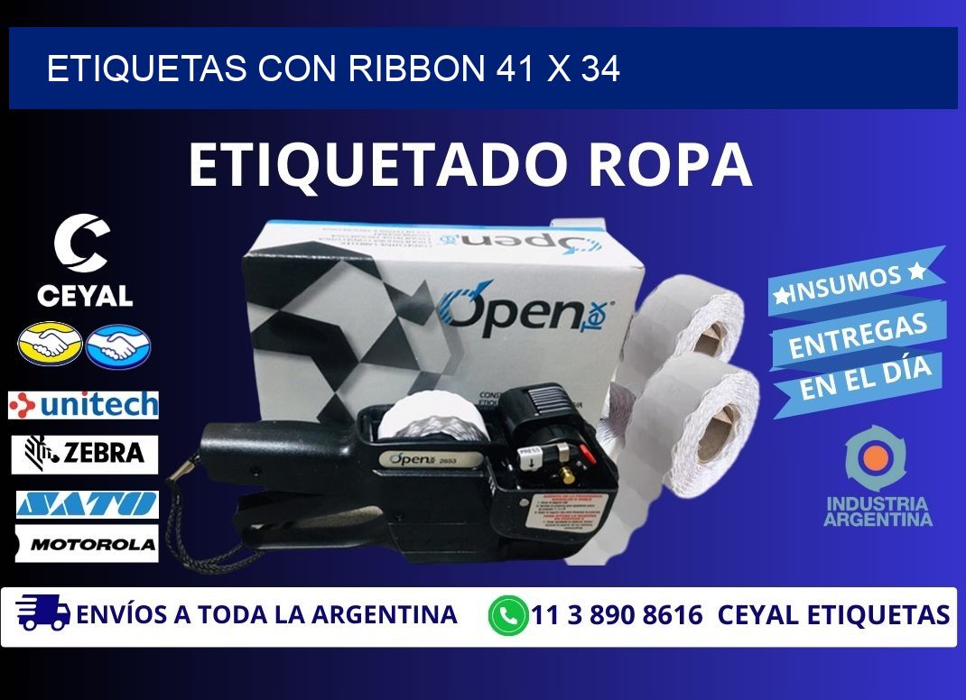 etiquetas con ribbon 41 x 34
