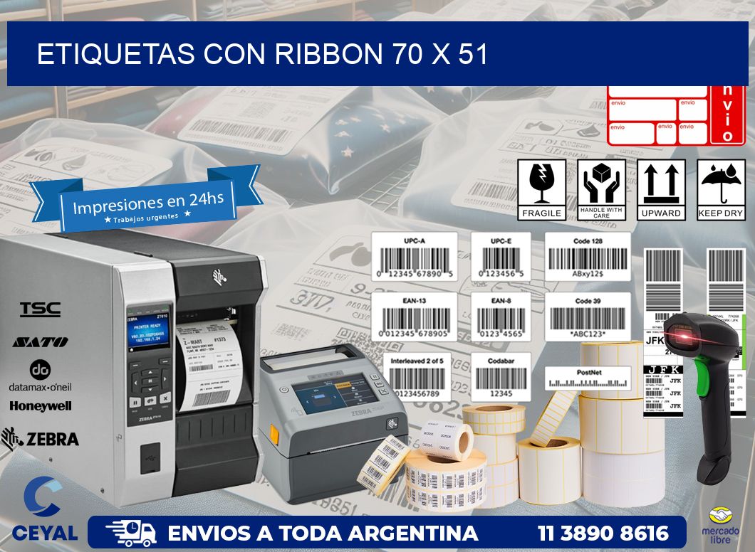 etiquetas con ribbon 70 x 51