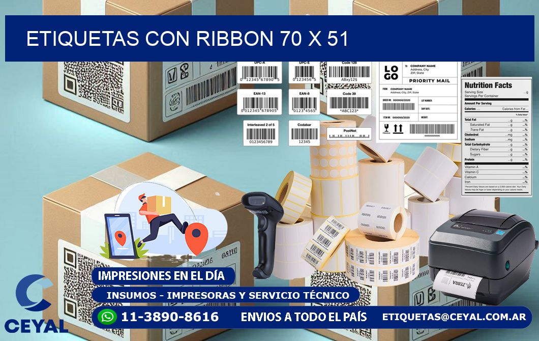 etiquetas con ribbon 70 x 51