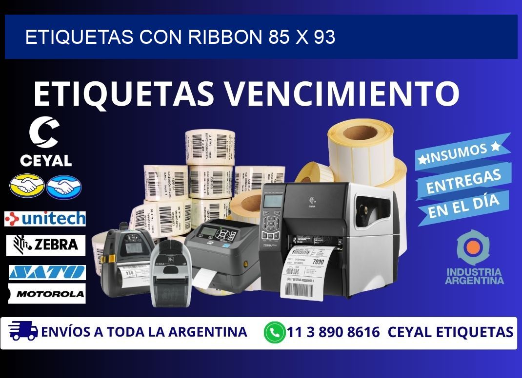 etiquetas con ribbon 85 x 93