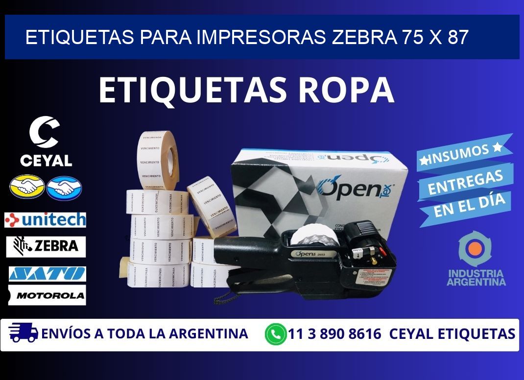 etiquetas para impresoras zebra 75 x 87