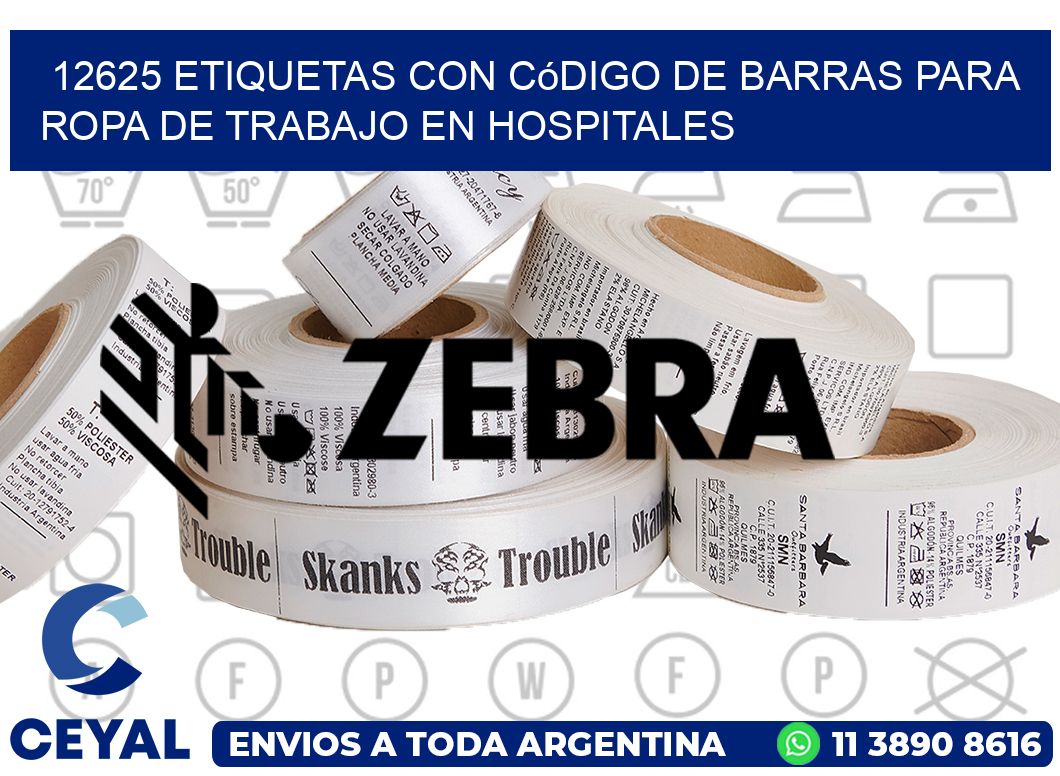 12625 Etiquetas con código de barras para ropa de trabajo en hospitales