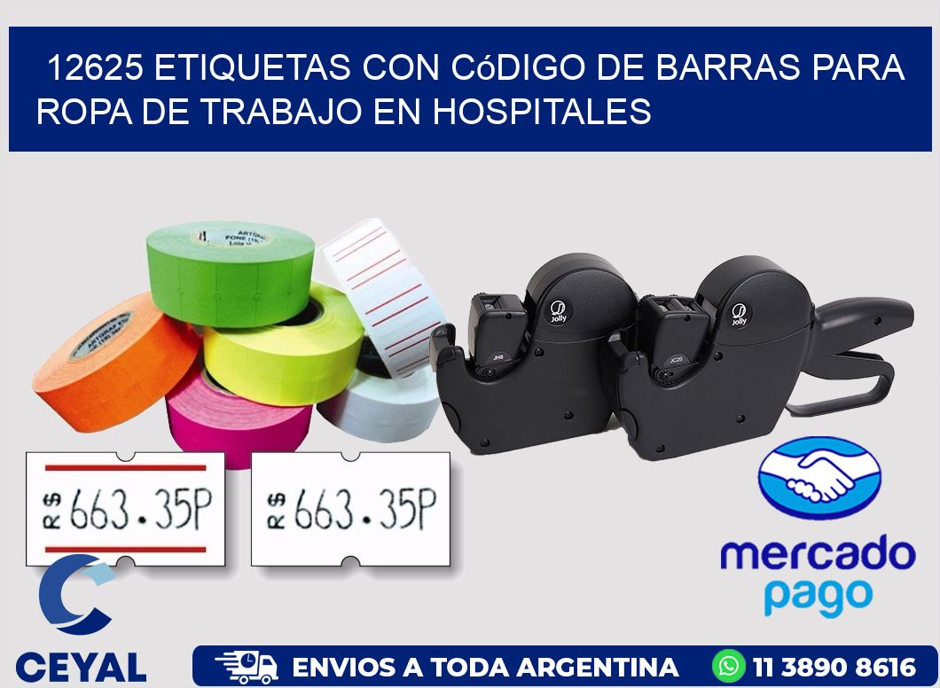 12625 Etiquetas con código de barras para ropa de trabajo en hospitales