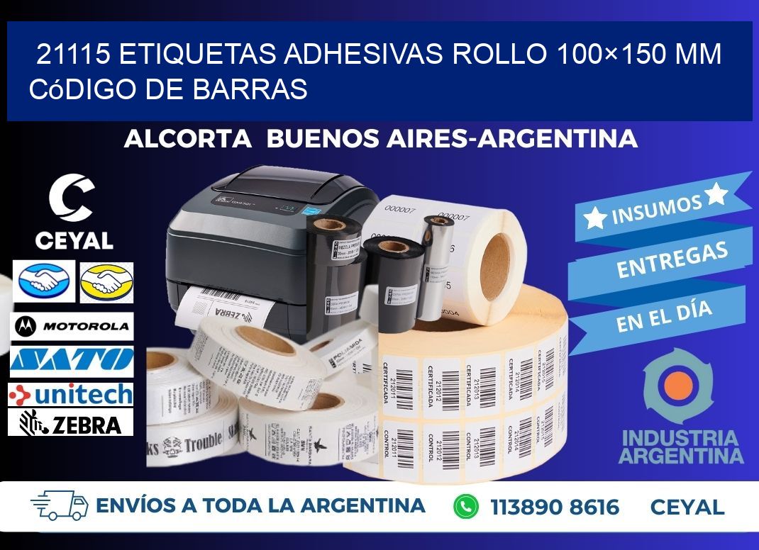 21115 etiquetas adhesivas rollo 100×150 mm código de barras