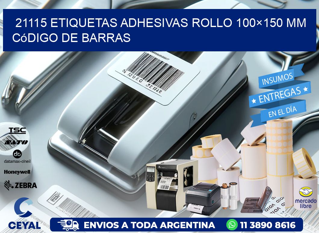 21115 etiquetas adhesivas rollo 100×150 mm código de barras