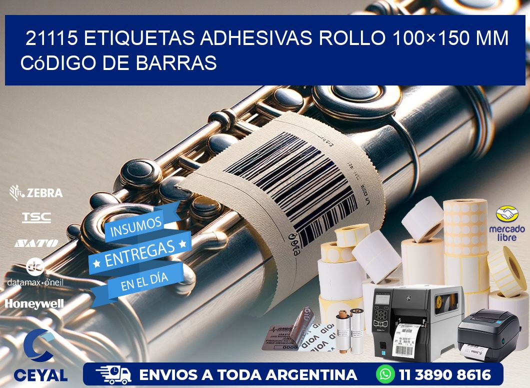 21115 etiquetas adhesivas rollo 100×150 mm código de barras