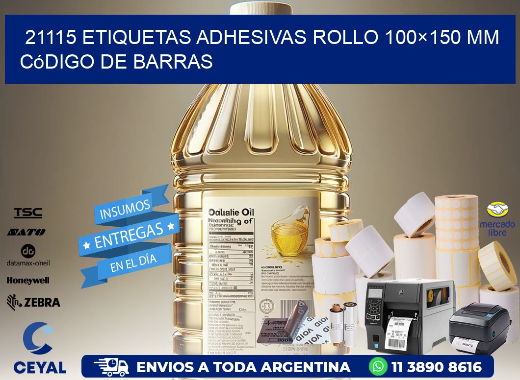 21115 etiquetas adhesivas rollo 100×150 mm código de barras