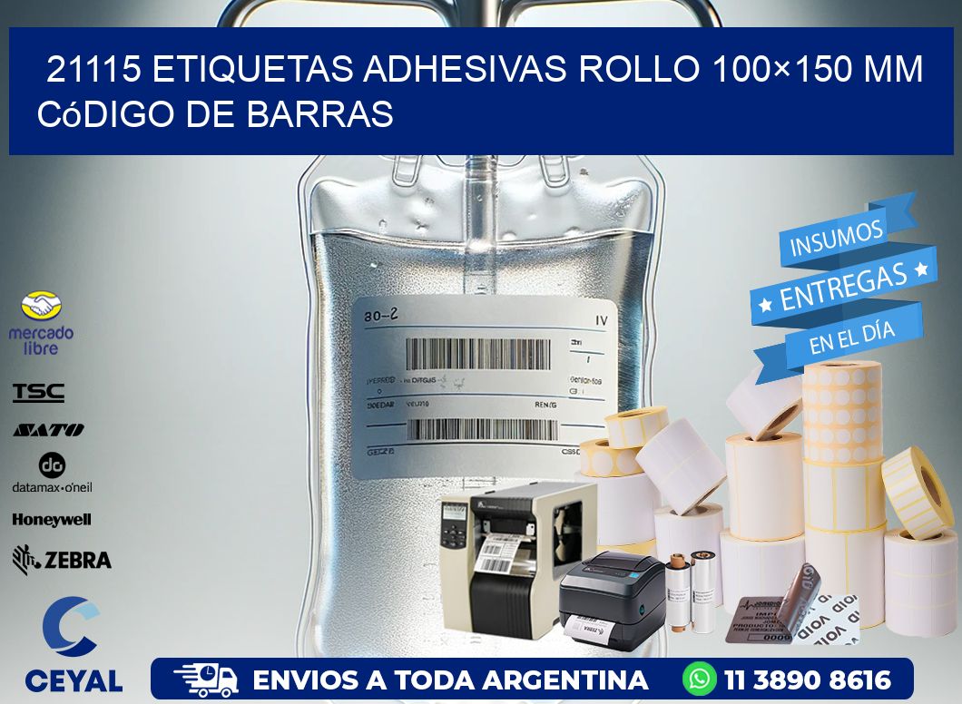 21115 etiquetas adhesivas rollo 100×150 mm código de barras