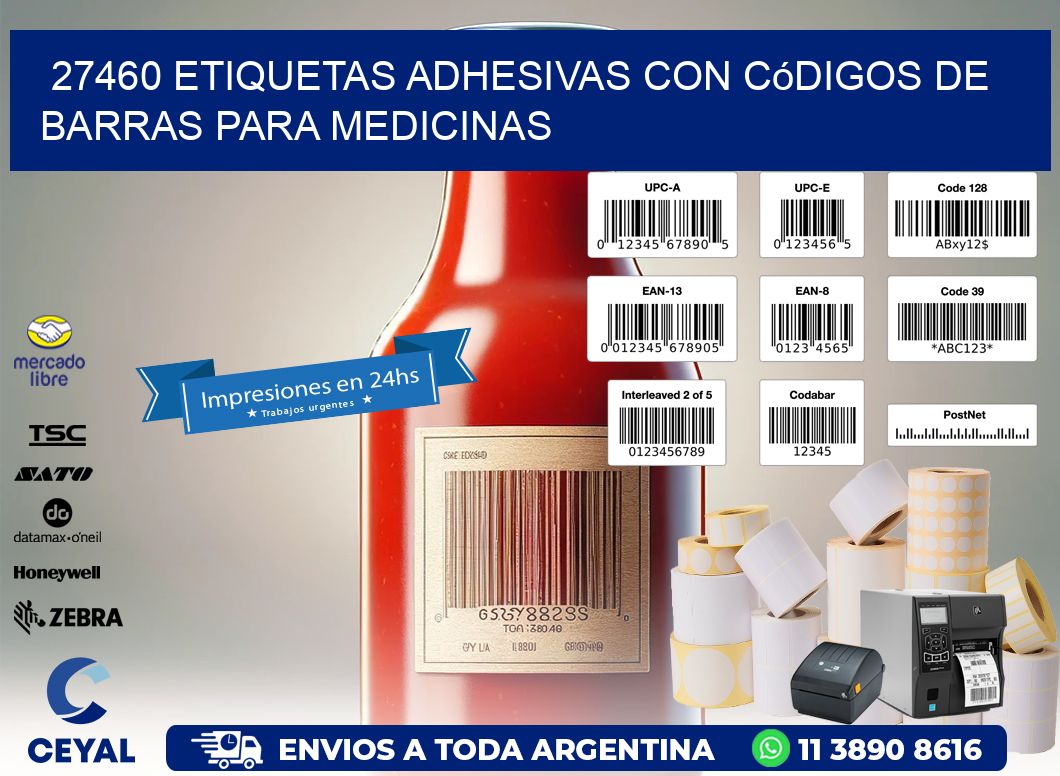 27460 etiquetas adhesivas con códigos de barras para medicinas