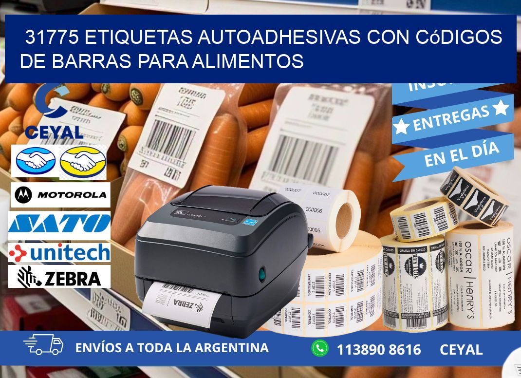 31775 Etiquetas autoadhesivas con códigos de barras para alimentos