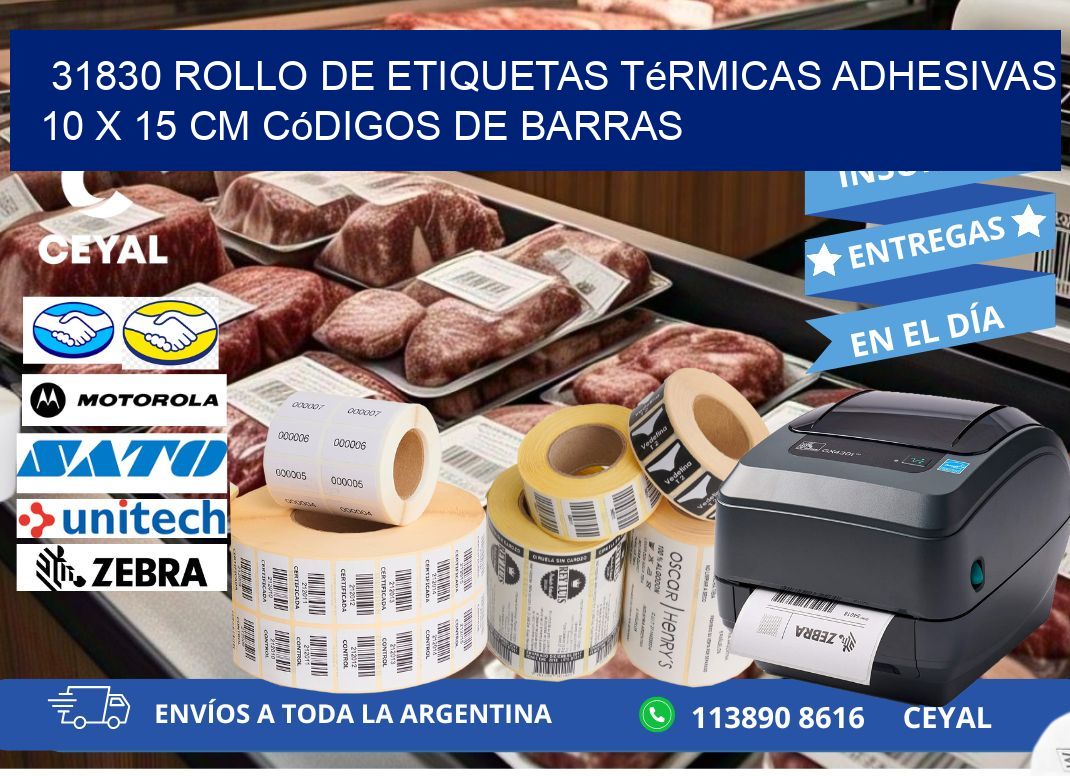 31830 Rollo de Etiquetas Térmicas Adhesivas 10 x 15 cm Códigos de Barras